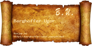 Berghoffer Ugor névjegykártya